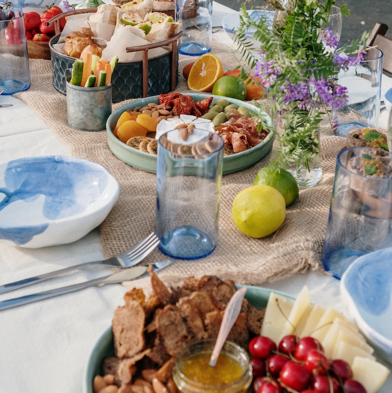 A feast set on a dining table